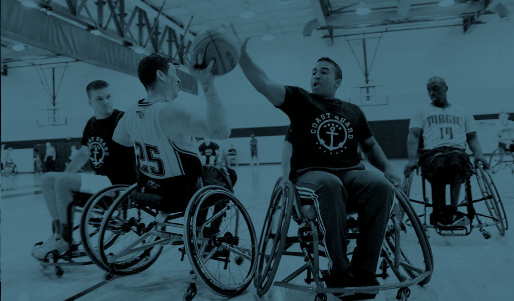 Athletes with disabilities on the basketball court